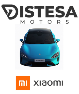Imagen de un vehículo eléctrico de la marca XIAOMI, presentado por DISTESA Motors, con diseño moderno y color azul.